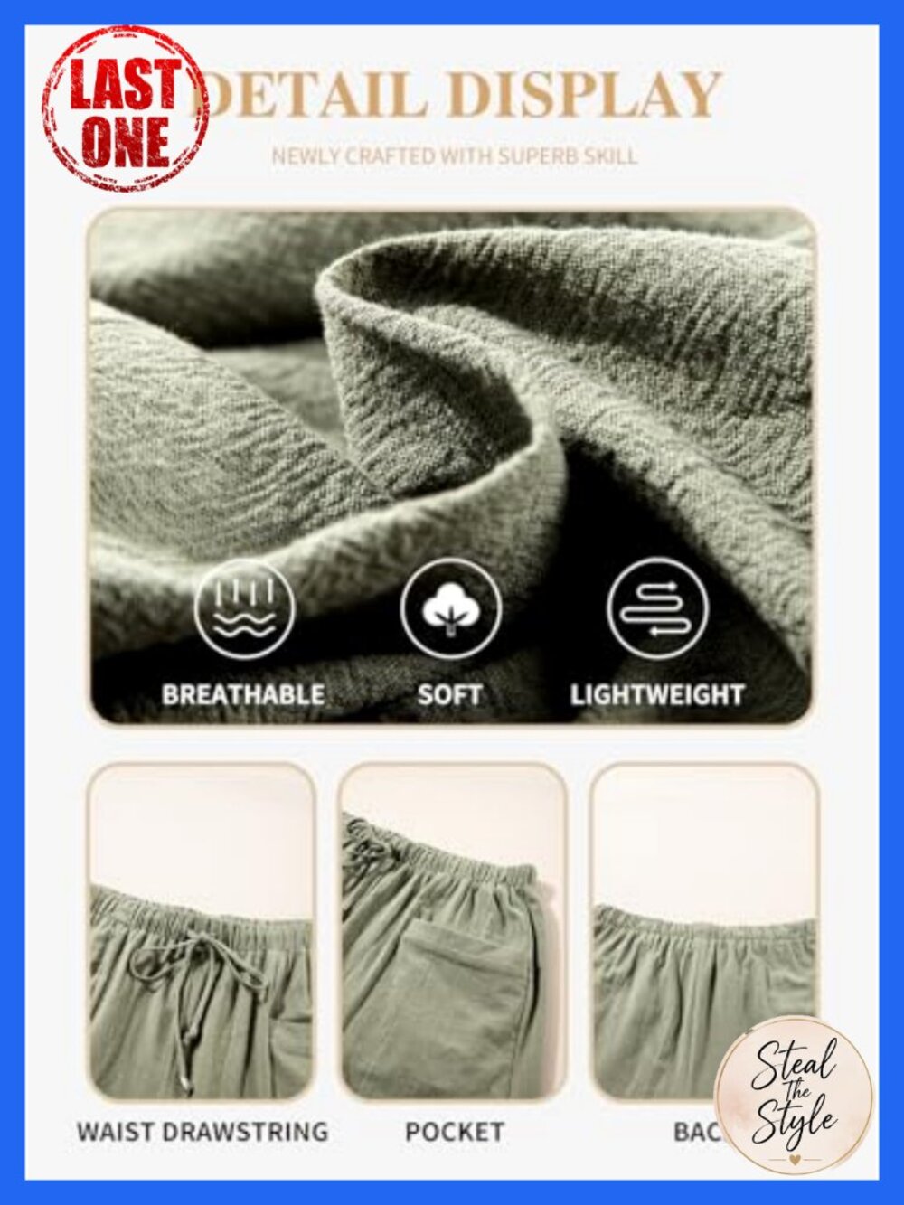 Plus Size Cotton High Rise Drawstring Shorts with Pockets - Picture 5 of 6